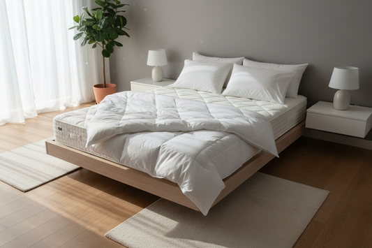 Matelas premium dans une chambre moderne avec literie blanche